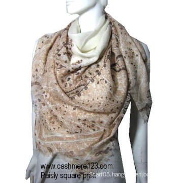 Cashmere Sik Shawl Printed Suqare